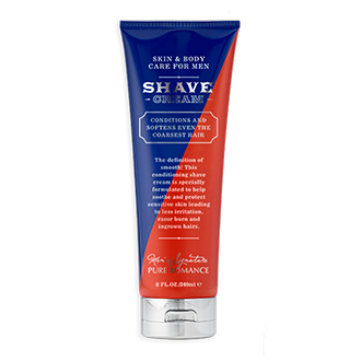 Conditioning shave cream tube, blue design with silver cap, Pure Romance