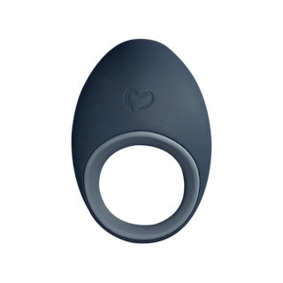 Dark blue oval silicone massage device with circular opening