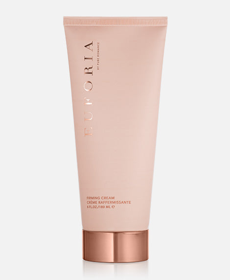 Firming cream tube, light pink with copper pump cap