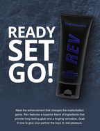 Black cream tube with blue REv logo and PURE ROMANCE label