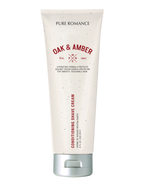 Conditioning shave cream tube, Oak & Amber scent, white with silver cap