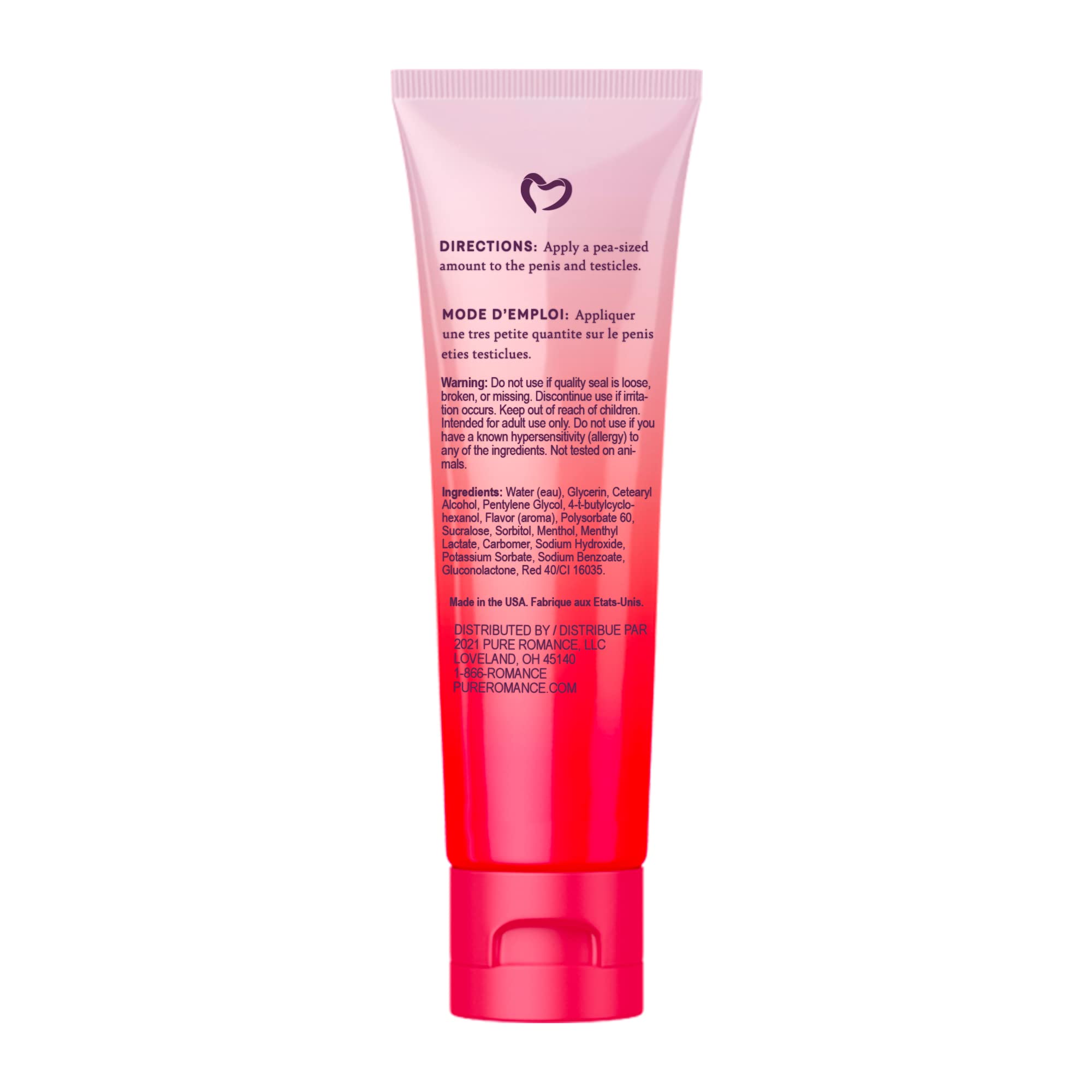Pink cream tube showing rear details panel and flip-top cap