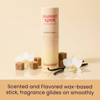 Golden vanilla solid fragrance stick with orchid and sugar wax cubes