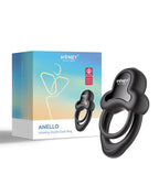 Black double cock ring in HONEY PLAY BOX retail packaging, side view