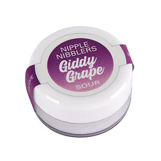 Nipple Nibblers balm tub, Giddy Grape sour flavor lid
