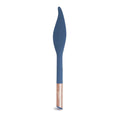 Vibrating feather tickler with navy feather tip and pink handle