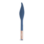 Vibrating feather tickler with navy feather tip and pink handle