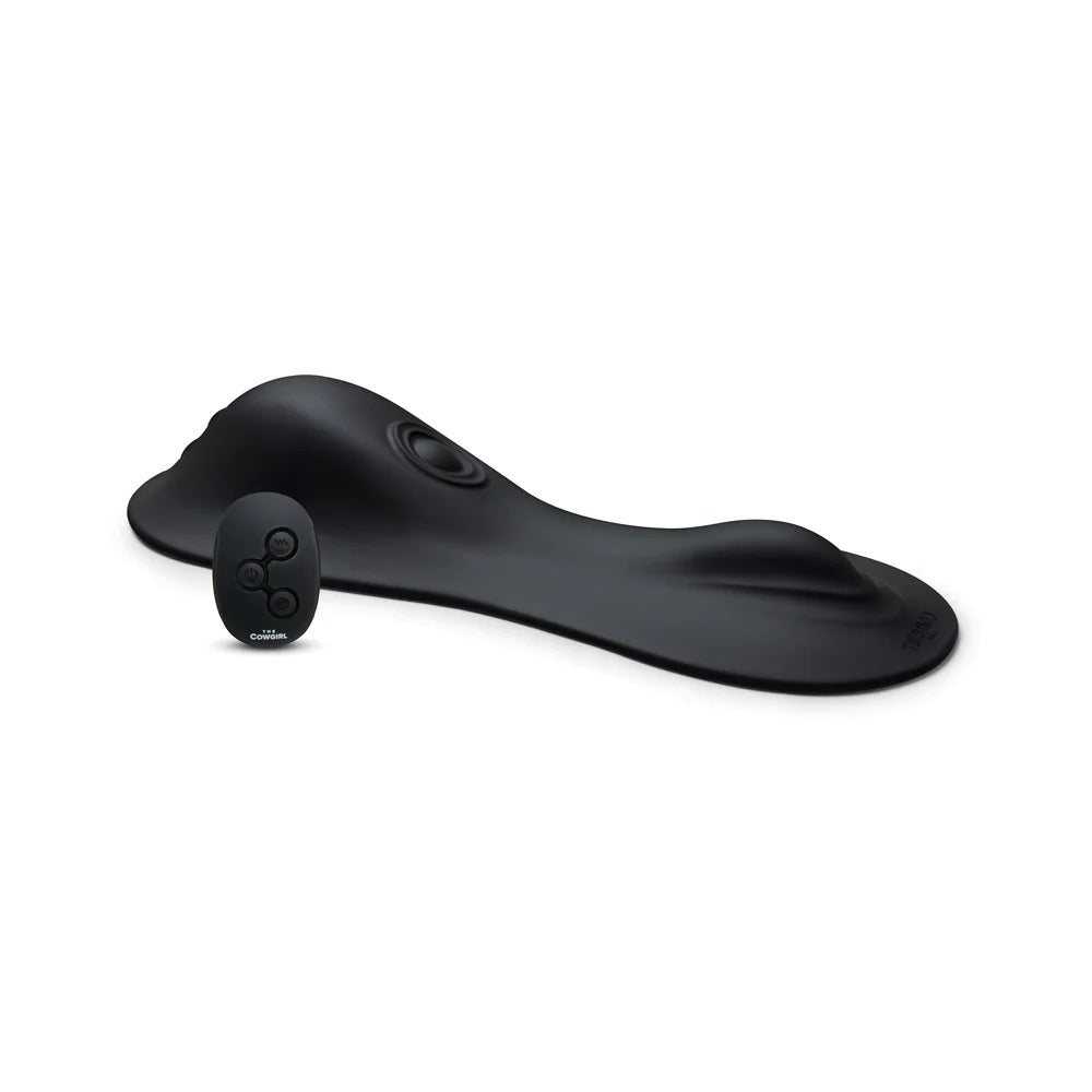 Black silicone foot massager with remote control module and side buttons