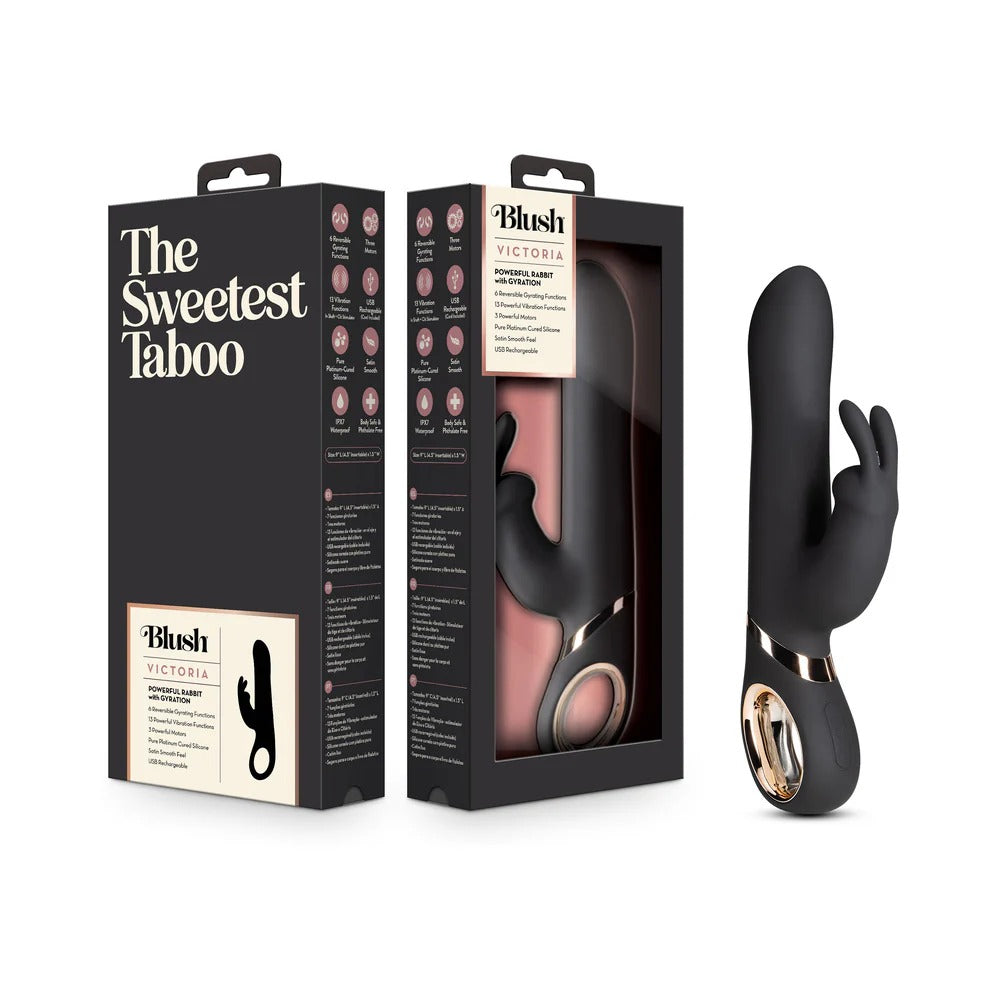 Black G-spot vibrator with retail boxes and rose-gold motor ring