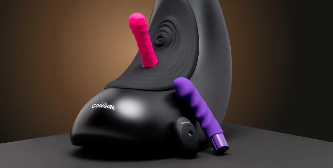 Cowgirl saddle machine black base with purple and pink inserts