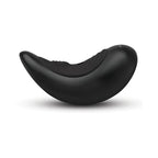 Black curved massage saddle with ribbed texture and contoured backrest
