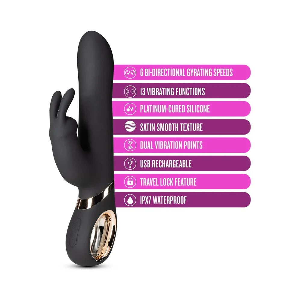 Black G-spot vibrator with curved arms and rose-gold motor ring