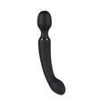 Dual-ended vibrator with dark matte silicone body and curved tapered ends