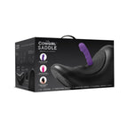 Cowgirl Saddle machine retail box, black packaging with purple insert