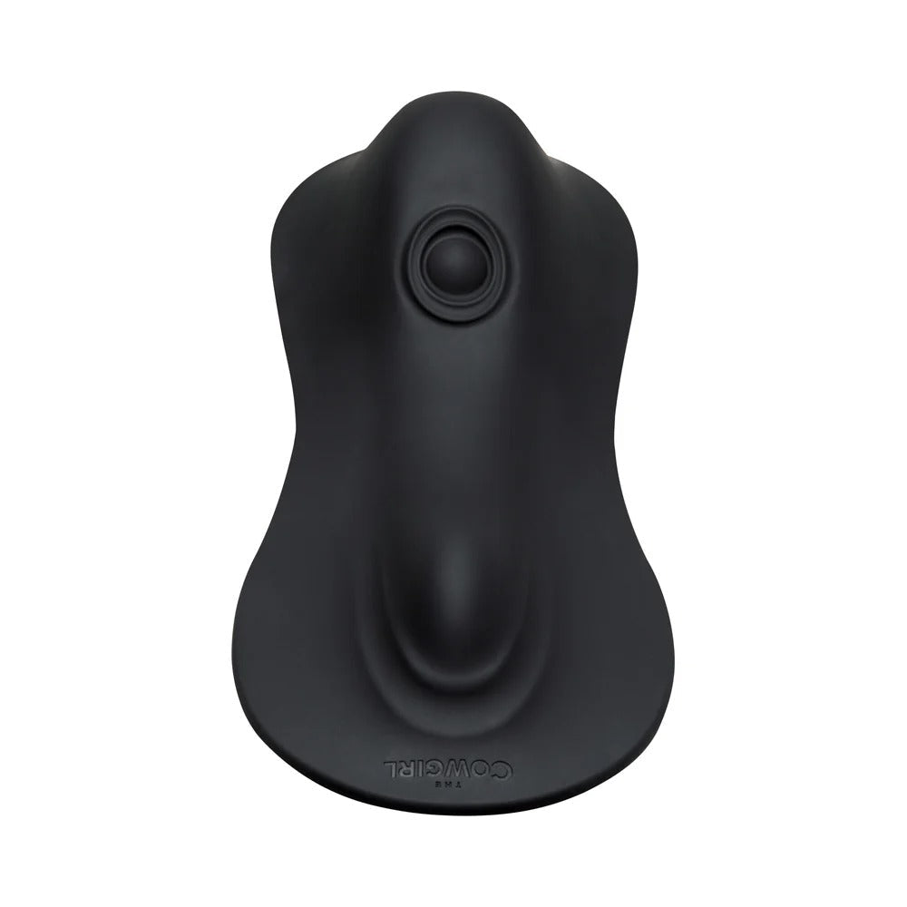 Black silicone foot massager with oval control panel on the front