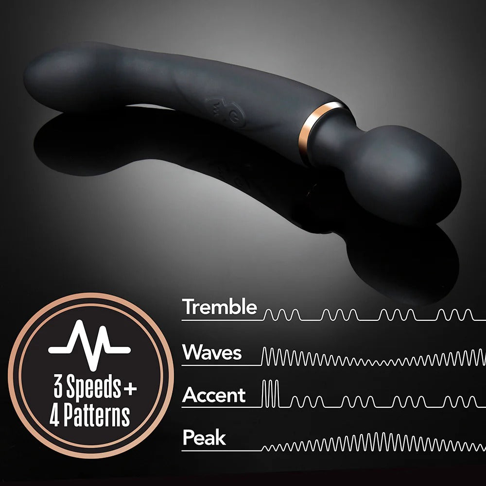 Dual-ended vibrator, dark gray with bronze ring and two rounded tips