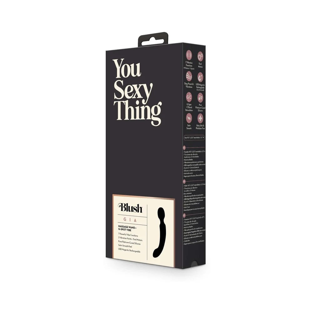 You Sexy Thing Blush GIA vibrator product box featuring dark dual-ended device