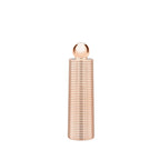 Rose-gold ribbed mini massager handle with round rose-gold top