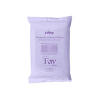 Lavender flushable intimate wipes pack with play branding and 10 wipes
