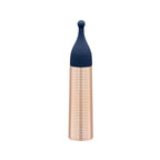 Mini massager with navy silicone cap and clear ridged roller body
