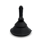 Black cone-shaped sex massager front view with upright tapered top and base