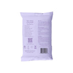 Lavender flushable intimate wipes pack back with barcode and usage info