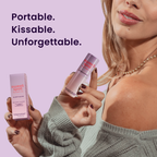 Woman holding a lavender solid fragrance stick and a small box package