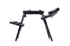 Black padded sex bench with angled headrest and side restraint pads