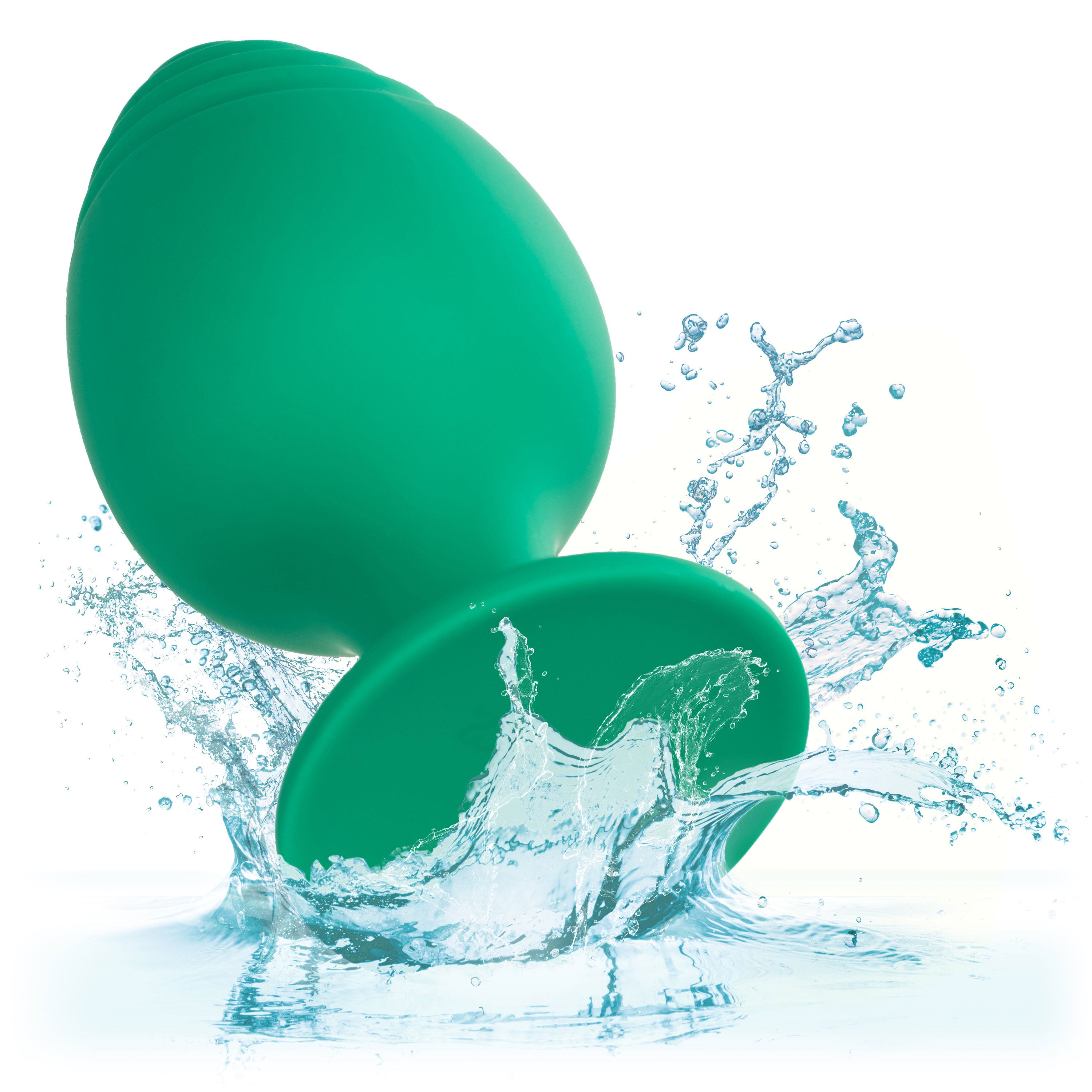 Green silicone anal plugs with two rounded ends