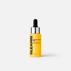 Supernutrient oil bottle with black dropper and yellow liquid, glass container