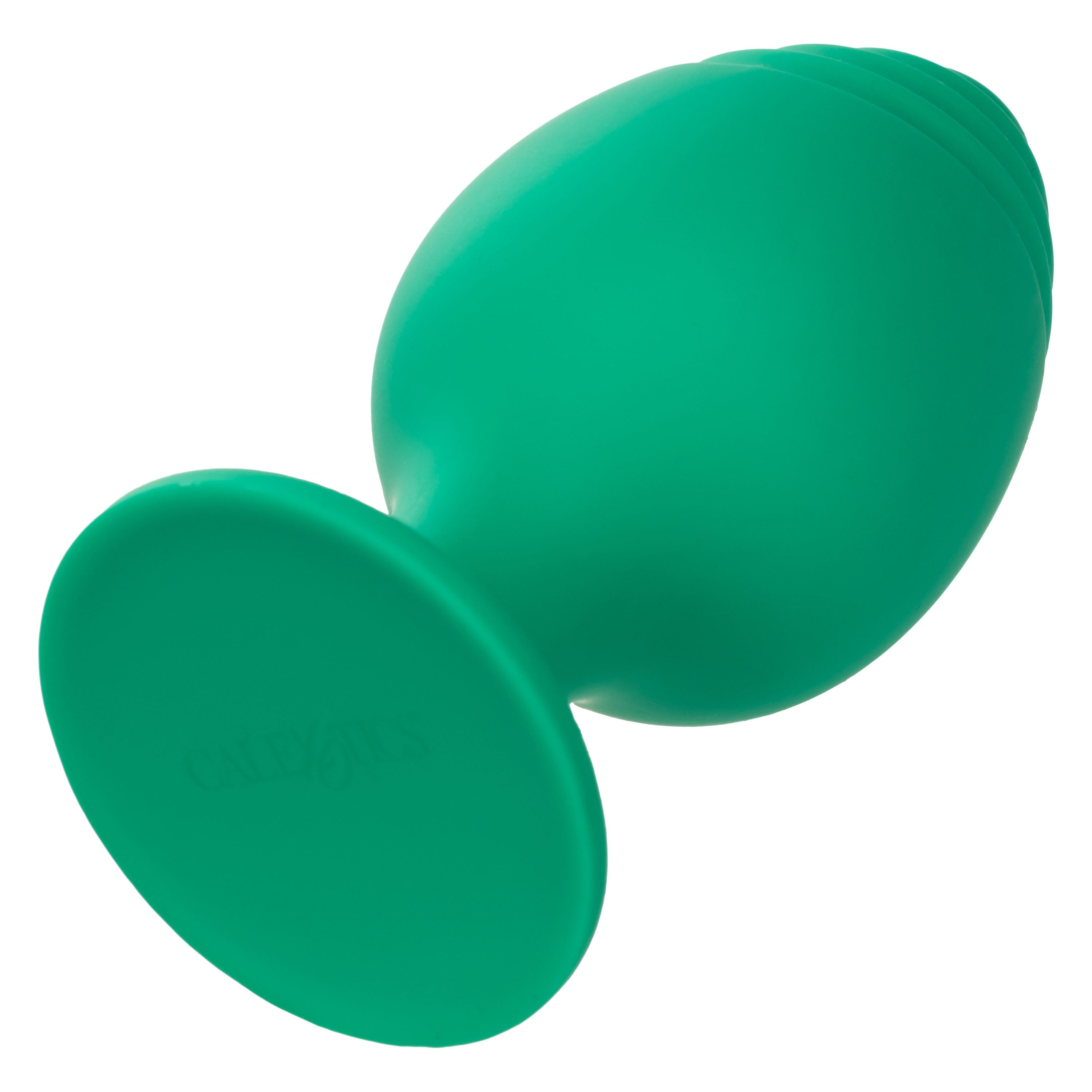 Green silicone anal plug set, side view of two pieces