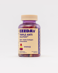 Anti-aging gummy supplement bottle with beige cap