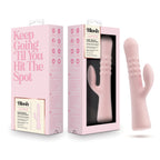 Pink boxed Jaymie blush vibrator set with silicone toy shown in packaging