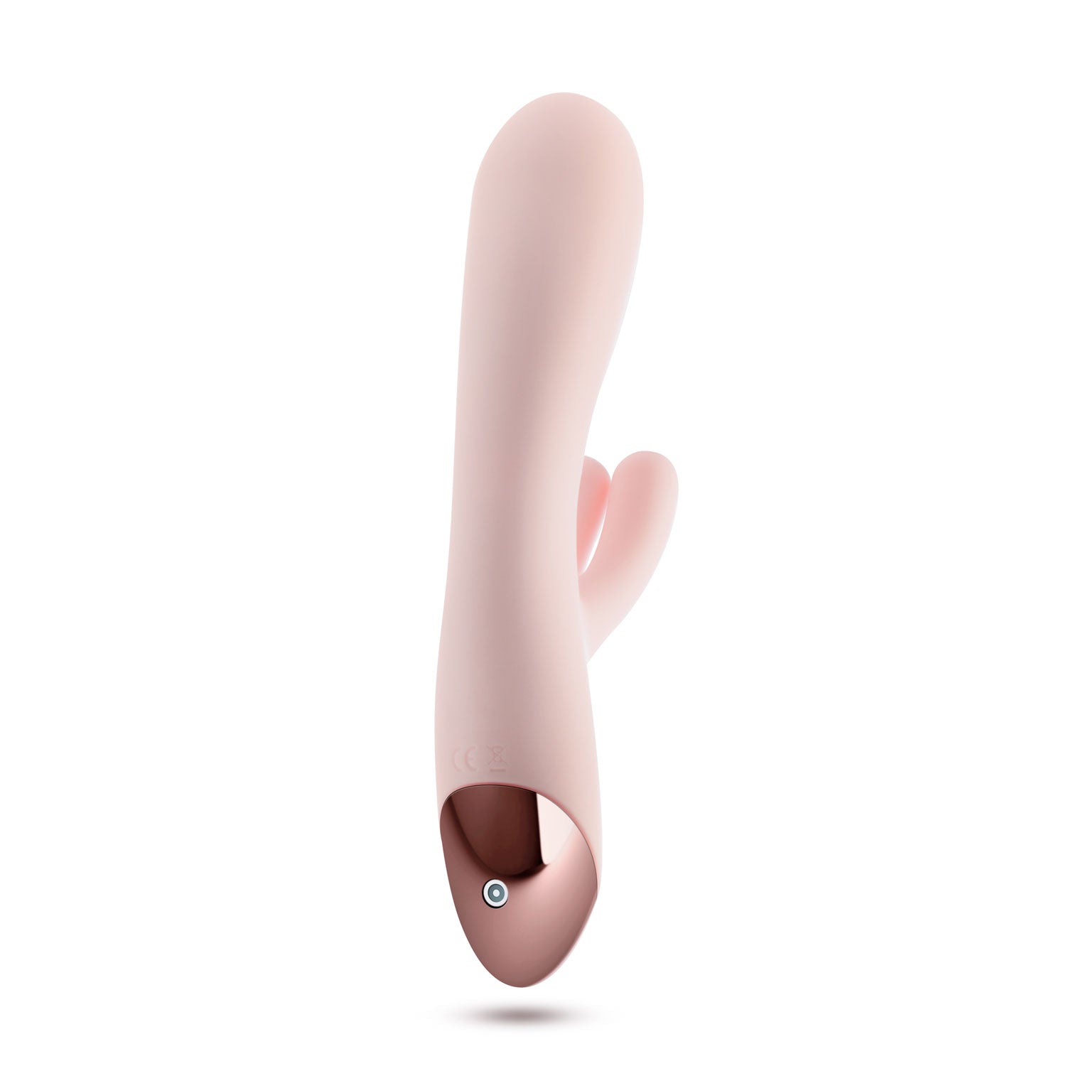 Elora vibrating massager in light pink, side view with small control window